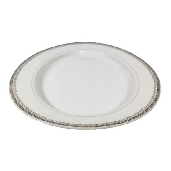 Vtg Noritake China Oval Platter Keyboard Black Greek Key Design with Gold Trim - Picture 6 of 7